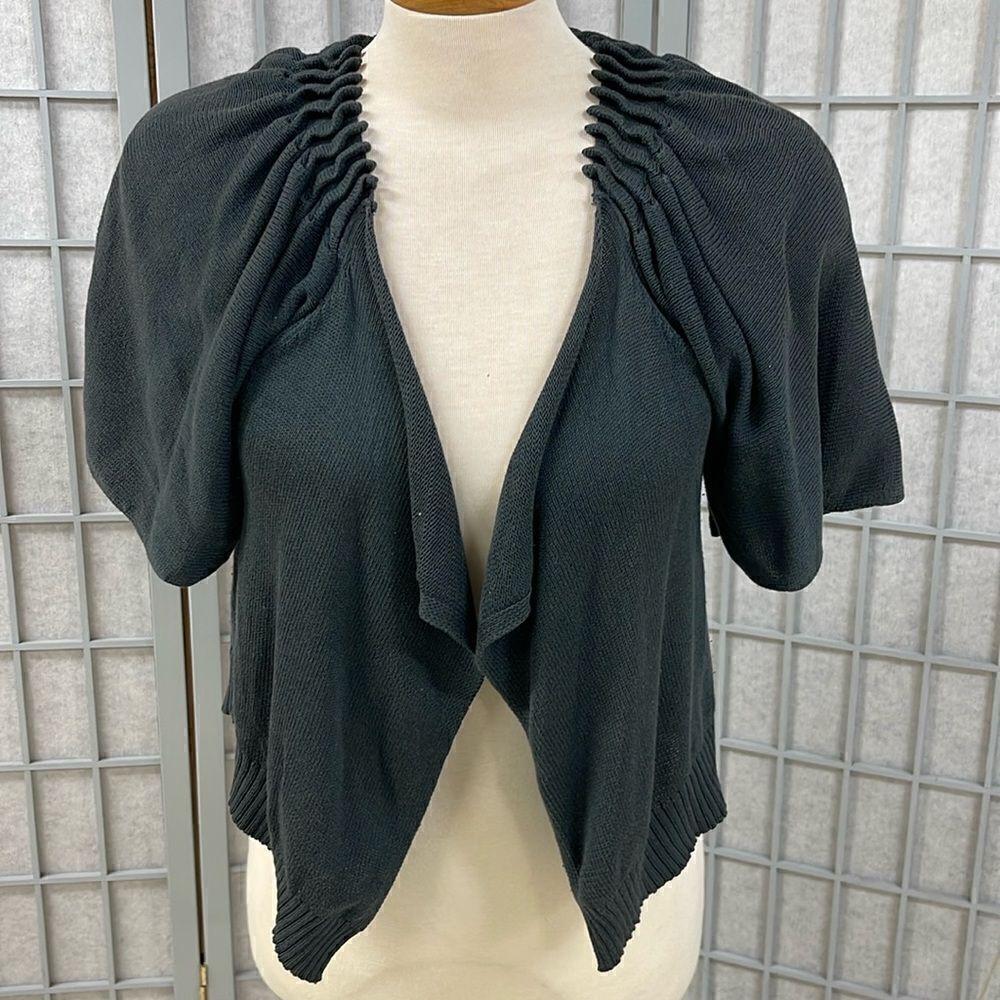Club Monaco Draped Cardigan, Slate Grey, Size Extra Small, Open-Front.